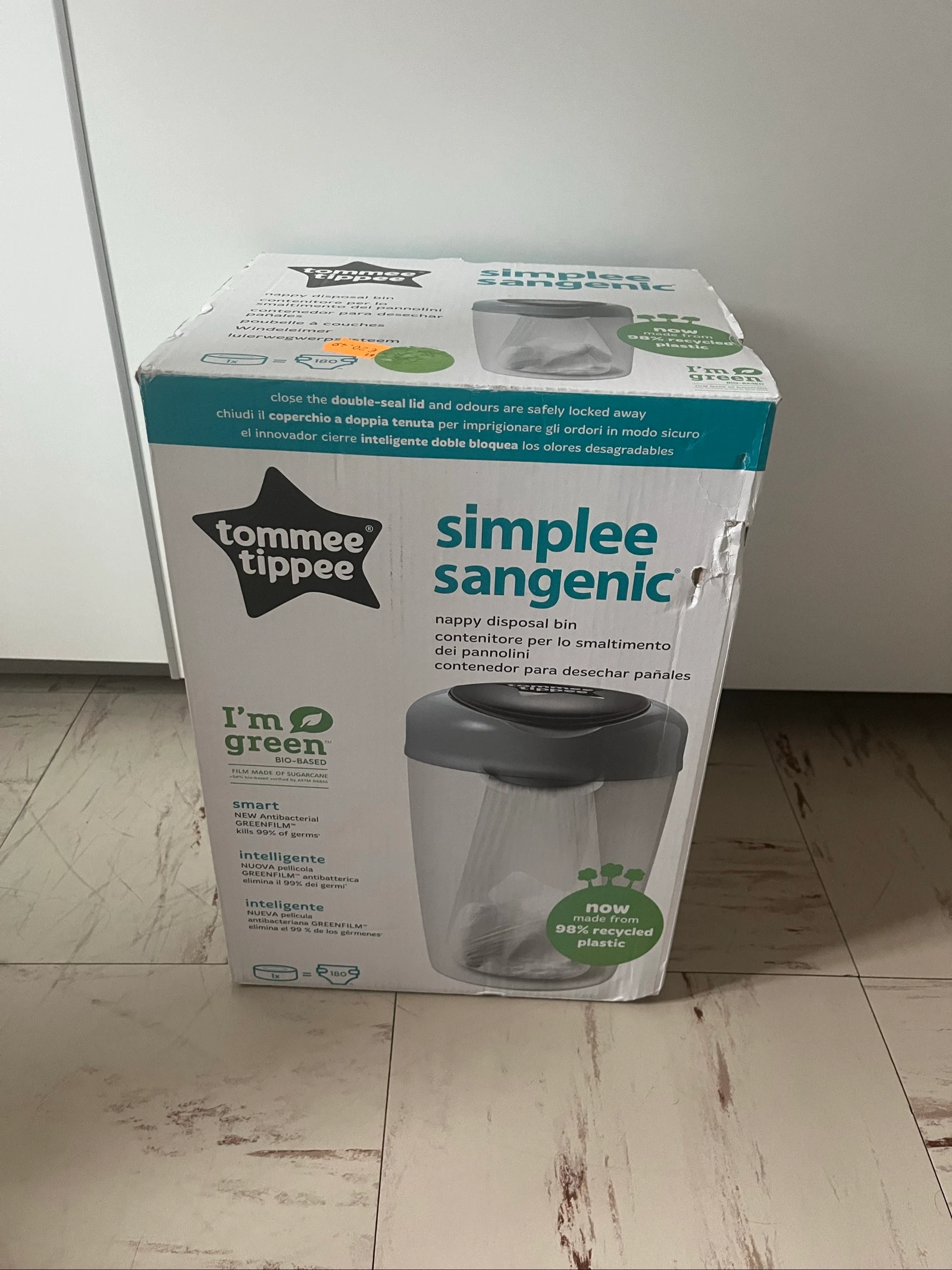 Cesto para pañales Sangenic Tommee Tippee - Blanco gris - no tengo rollo de pañales, solo el cesto - Carrefour – photo 4